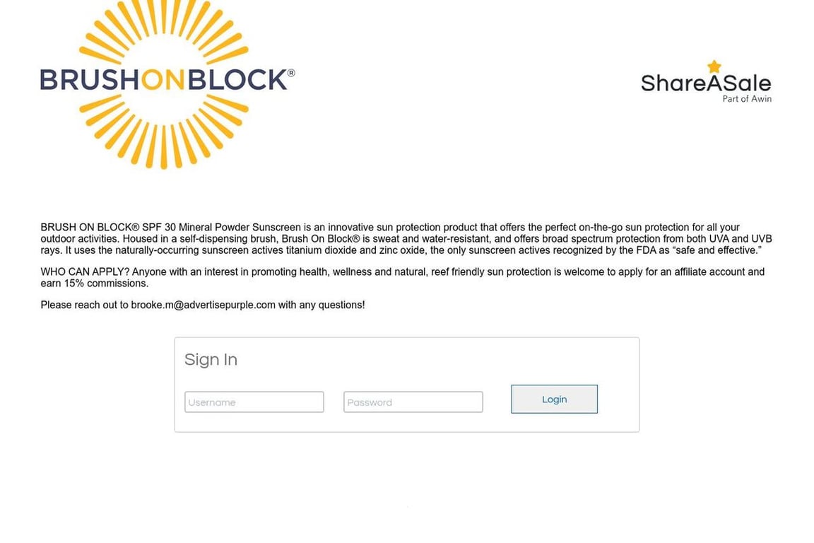 BrushOnBlock affiliate program signup page