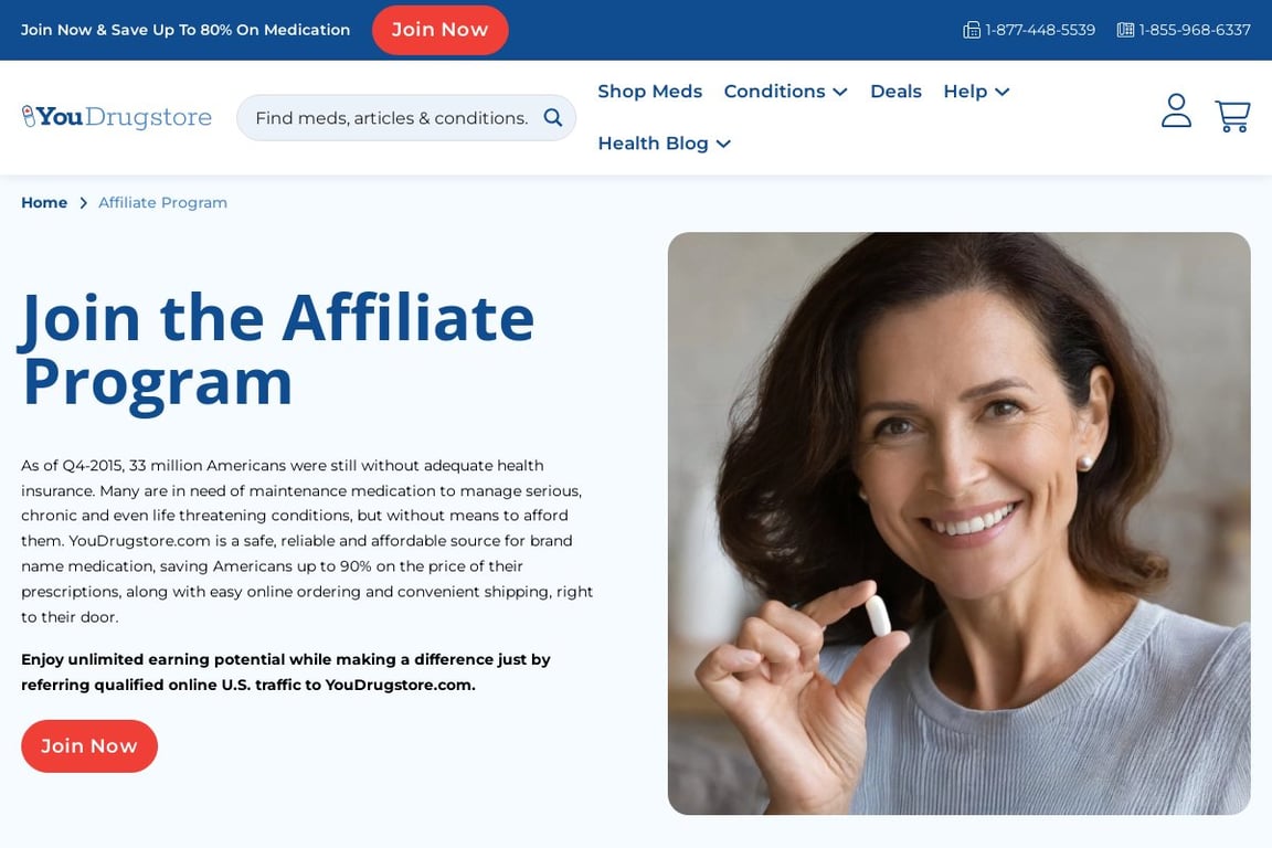 YouDrugstore affiliate program signup page