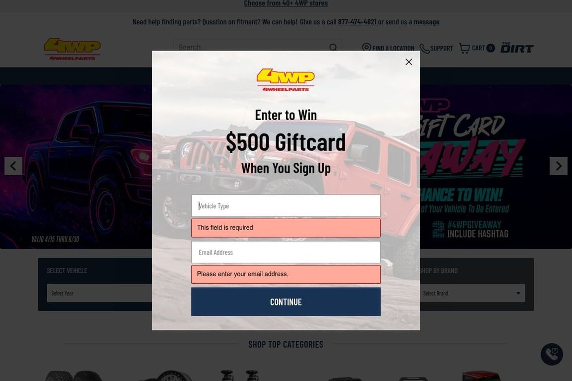 4 Wheel Parts homepage