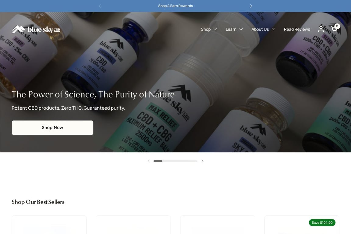 Blue Sky CBD homepage