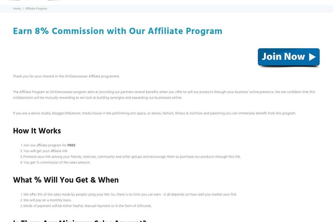 Beyond the Barre (USA) affiliate program signup page