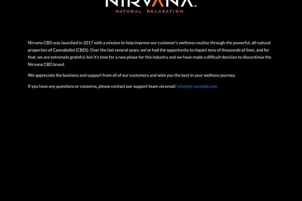 Nirvana CBD homepage