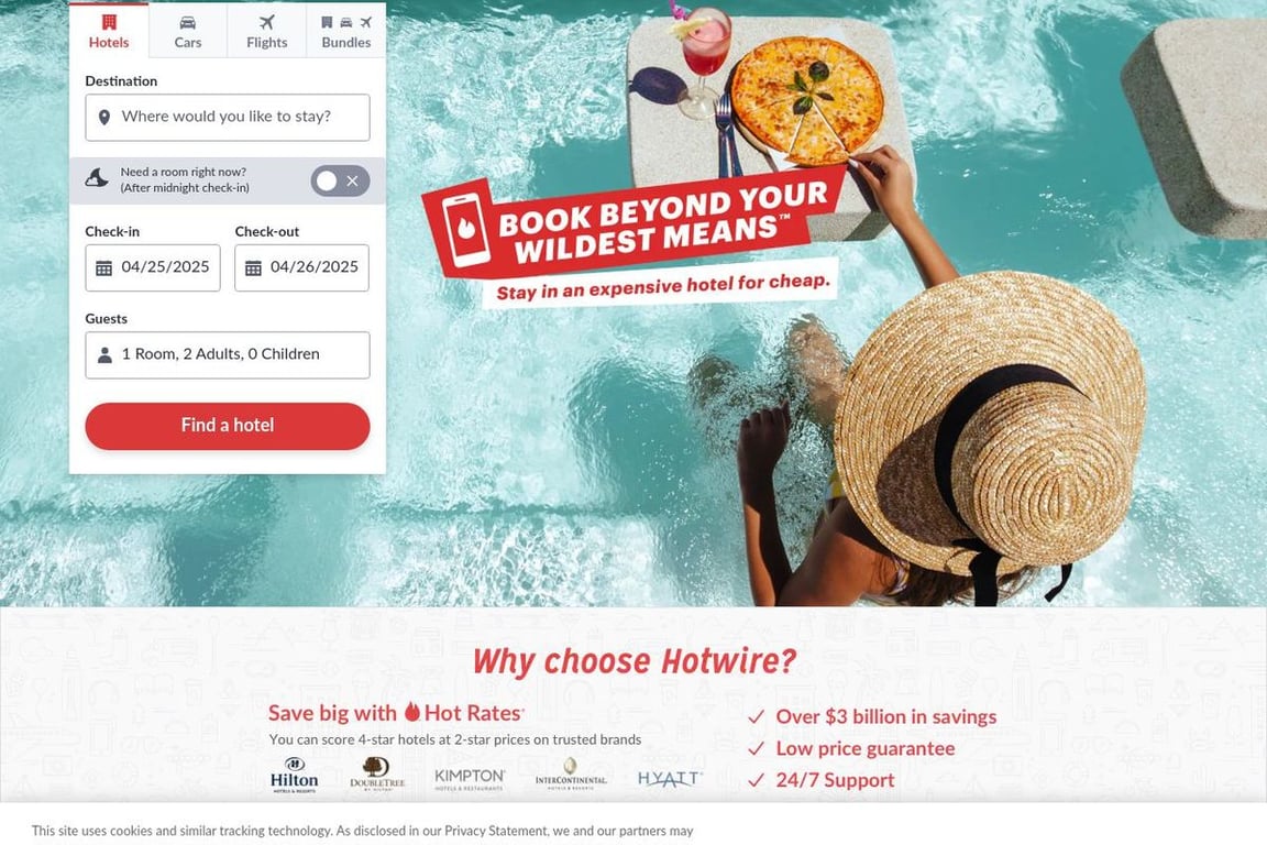 Hotwire homepage