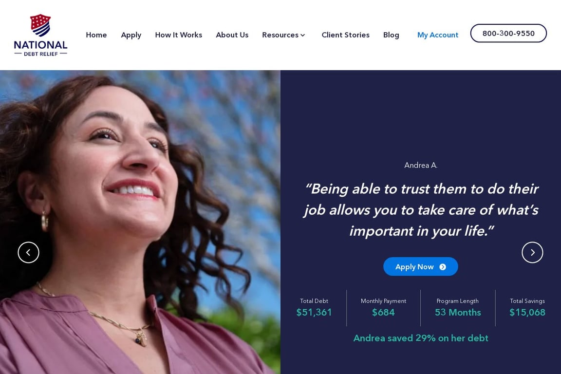 National Debt Relief homepage
