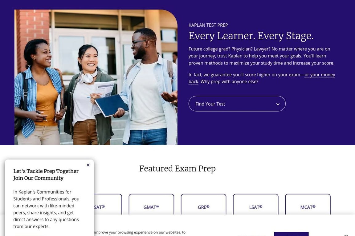 Kaplan Test Prep homepage