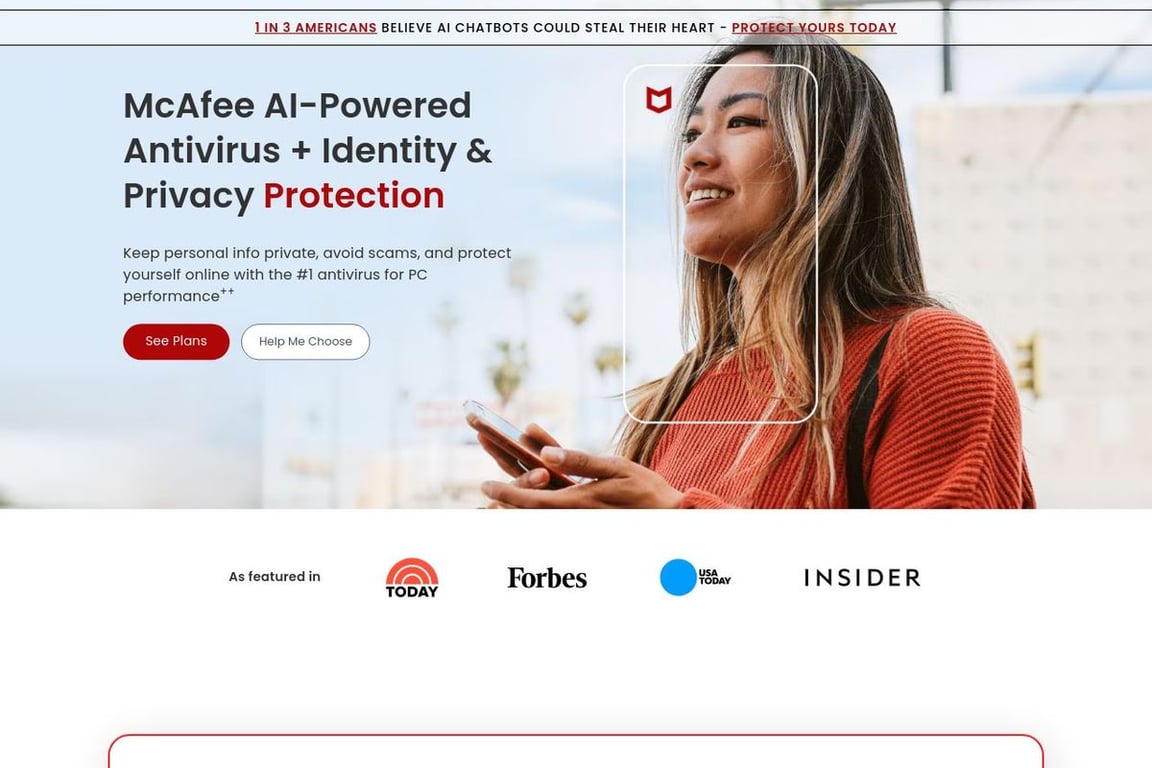 McAfee homepage