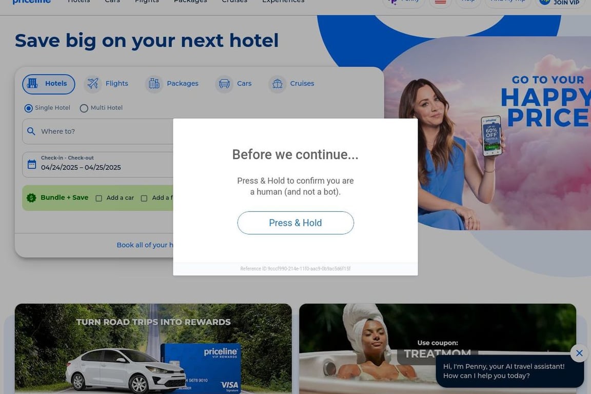 Priceline homepage