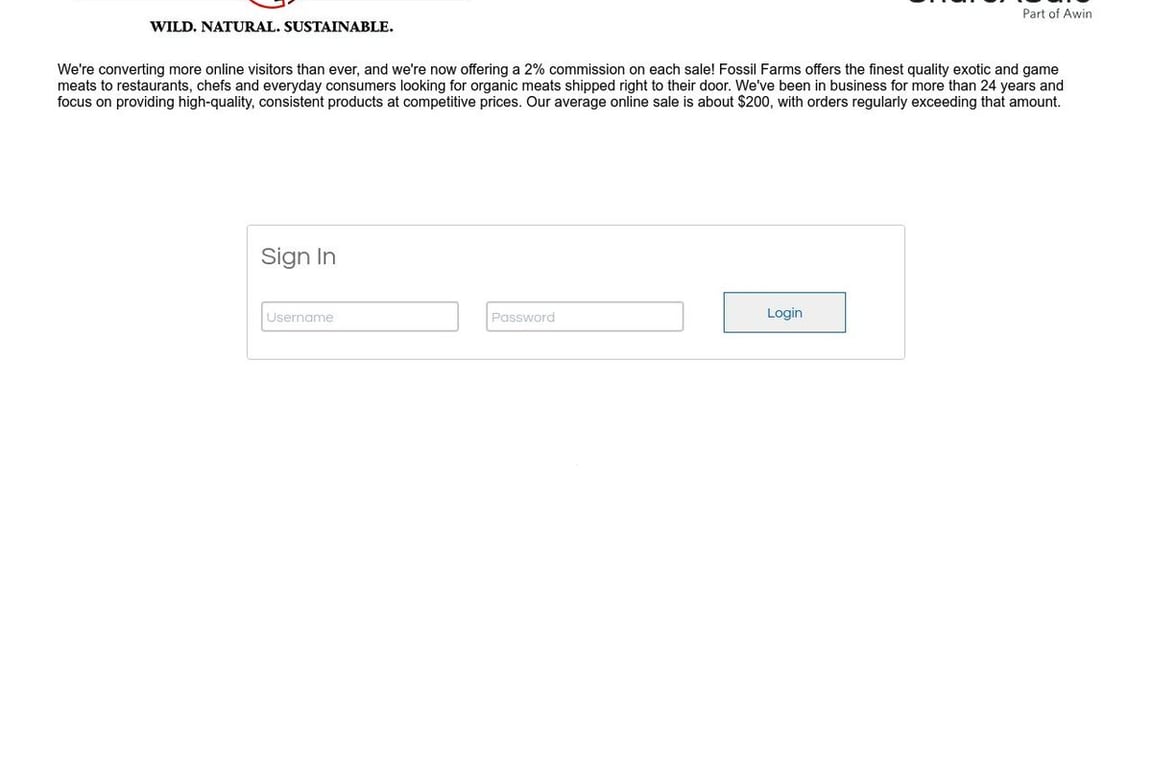 Fossil Farms affiliate program signup page