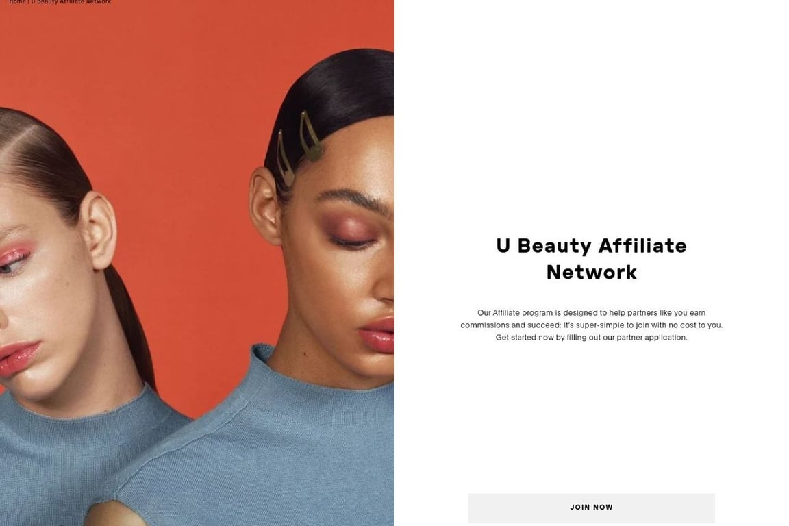 The U Beauty affiliate program signup page
