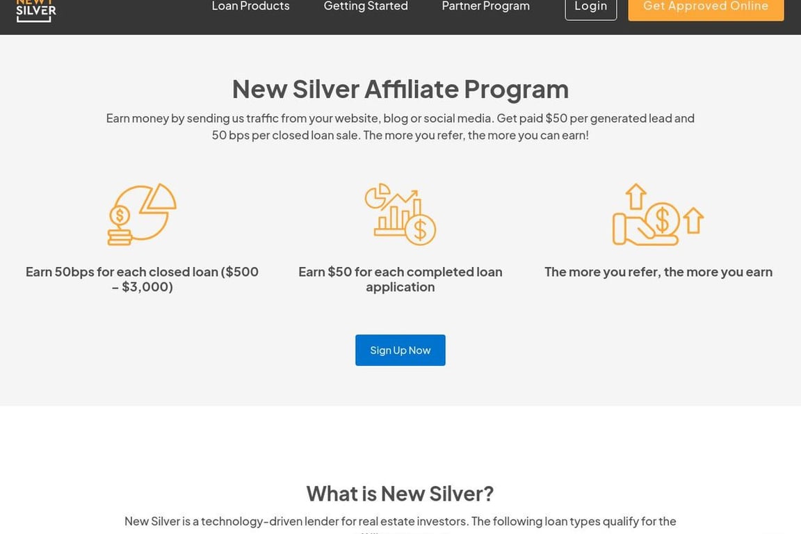 New Silver affiliate program signup page