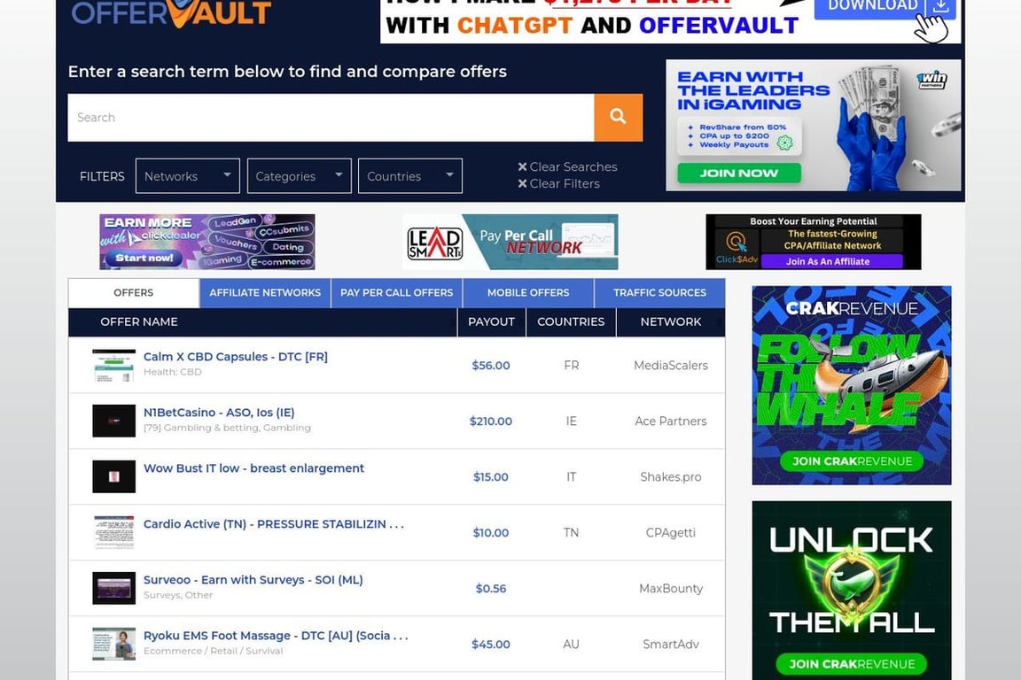 Offervault homepage