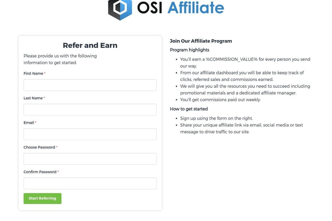 Shore Magic affiliate program signup page