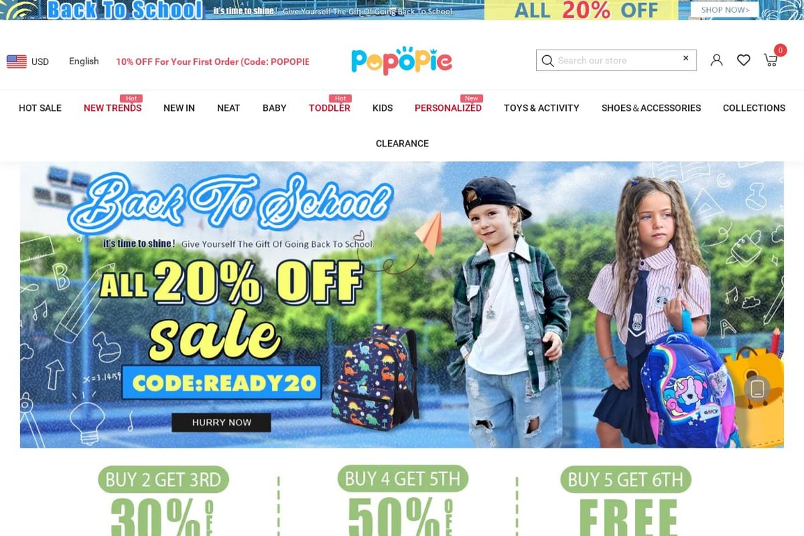 Popopieshop homepage