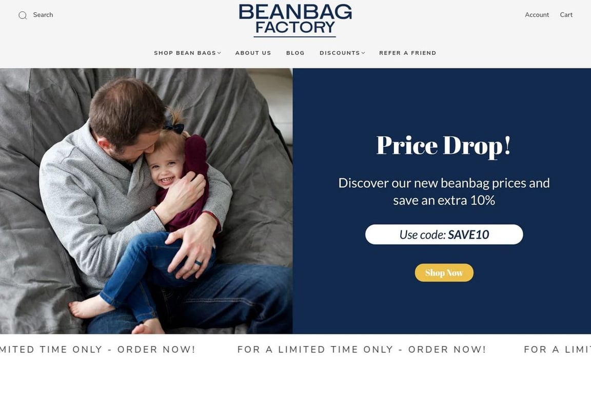 Beanbag Factory homepage