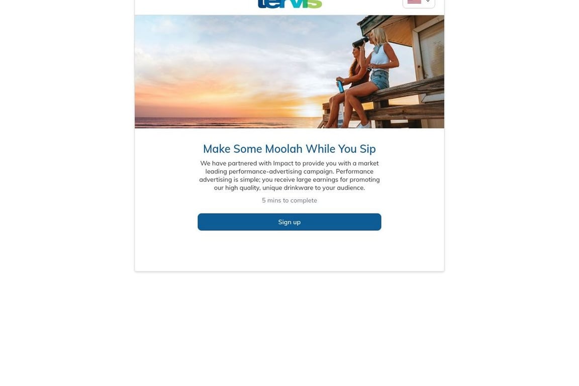 Tervis Tumbler Company affiliate program signup page