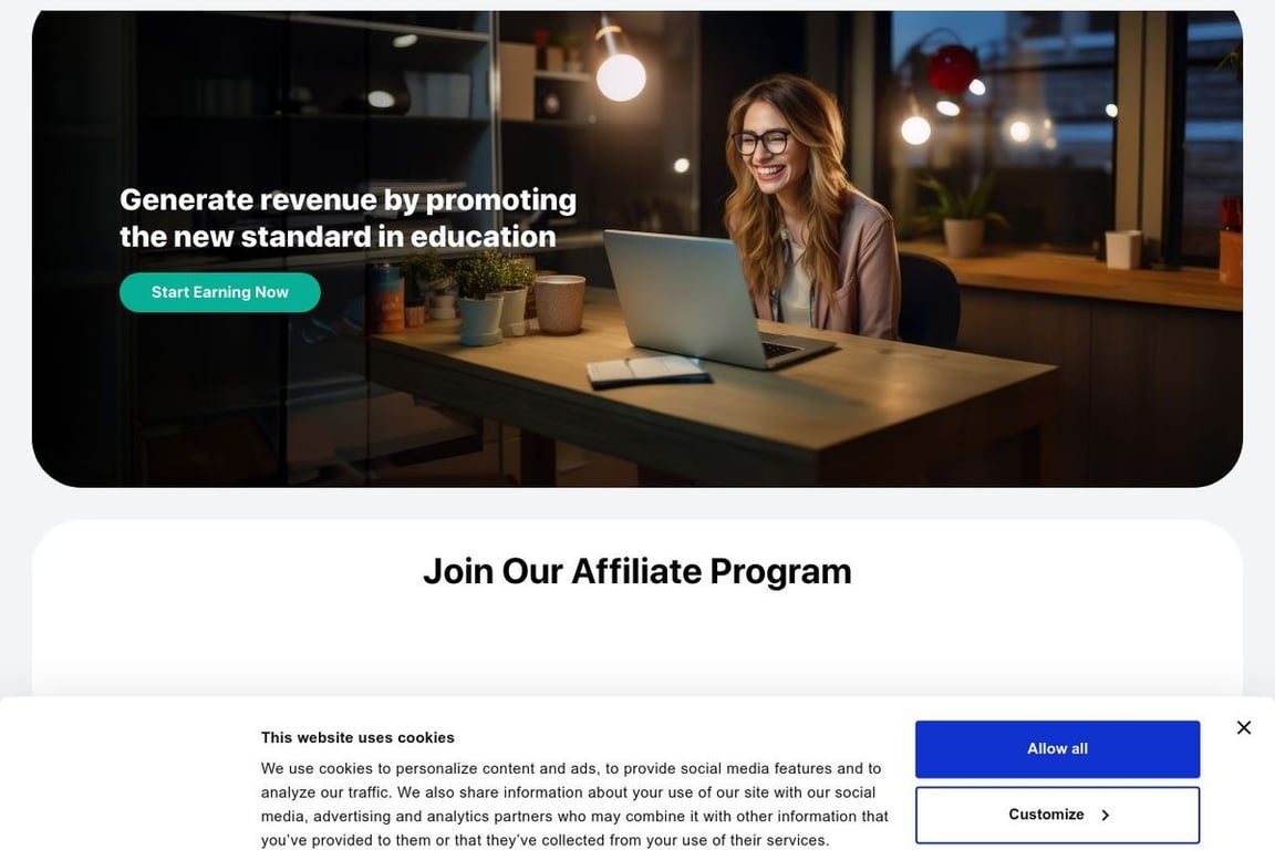 Sidetrain affiliate program signup page