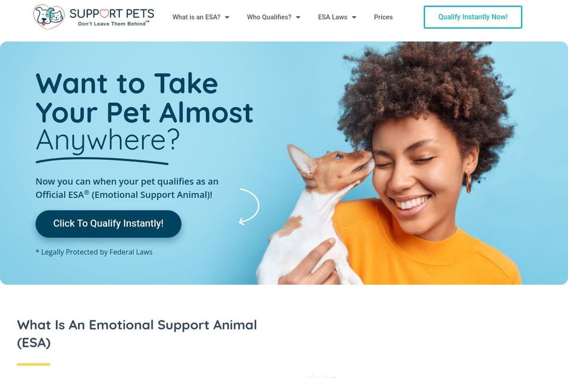 Support Pets homepage