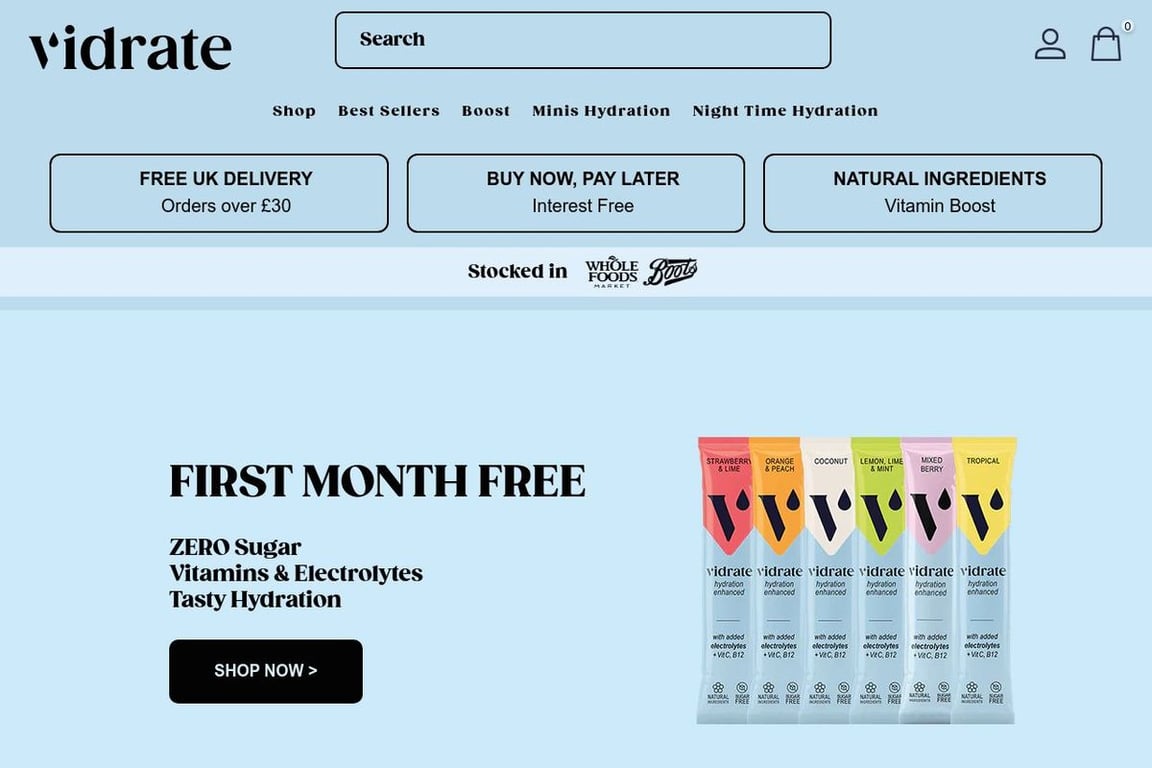 ViDrate homepage