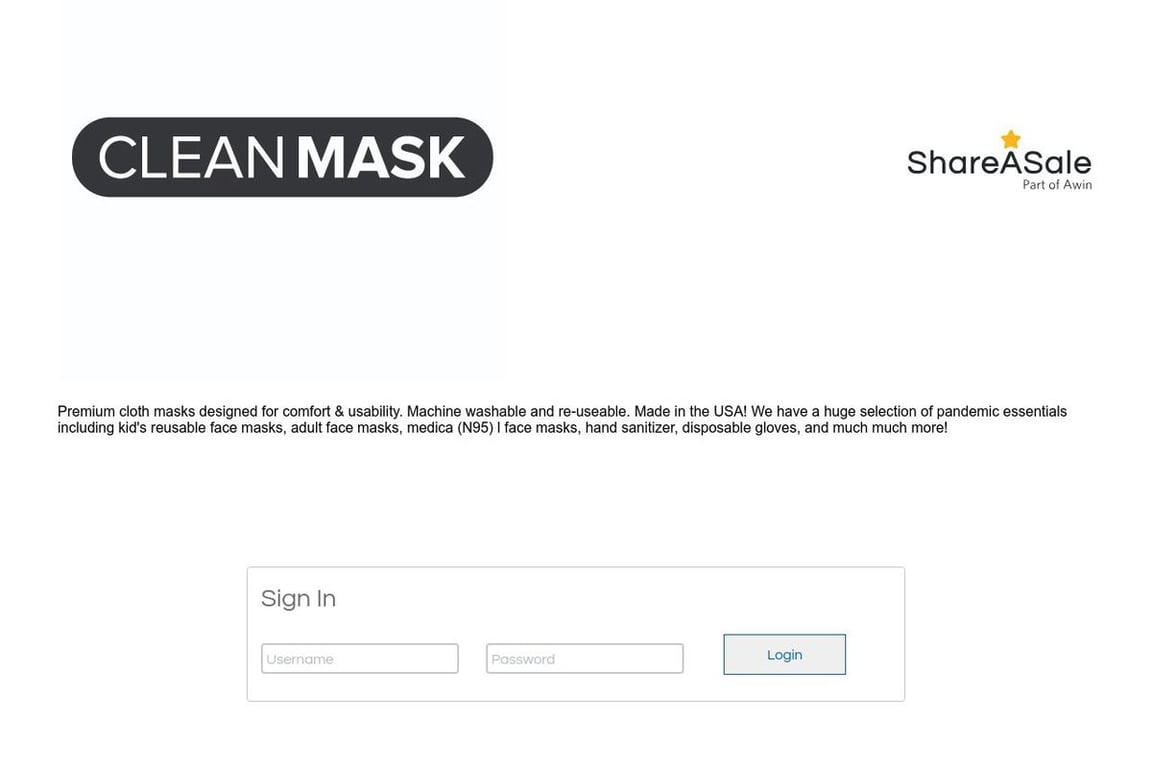 CleanMasks.com affiliate program signup page