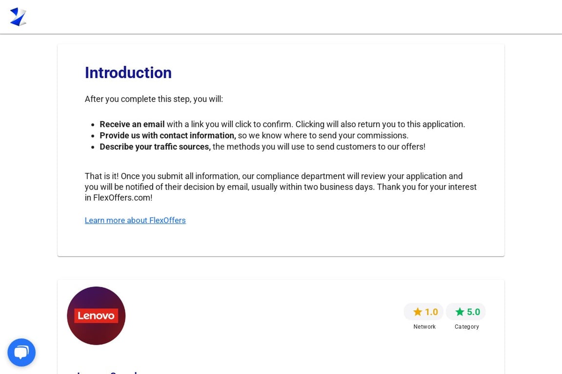 Lenovo Canada affiliate program signup page