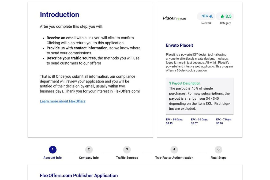 Envato Placeit affiliate program signup page