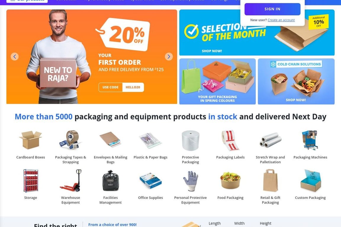 RAJA UK homepage