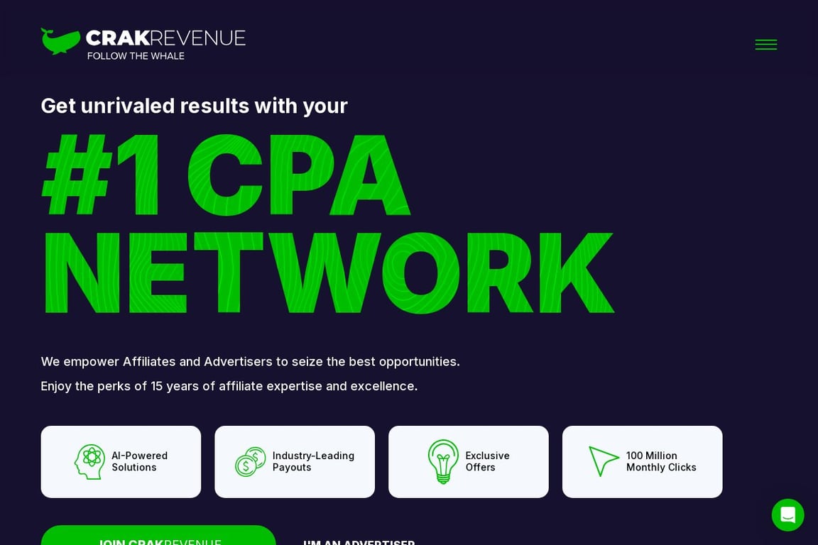 CrakRevenue affiliate program signup page