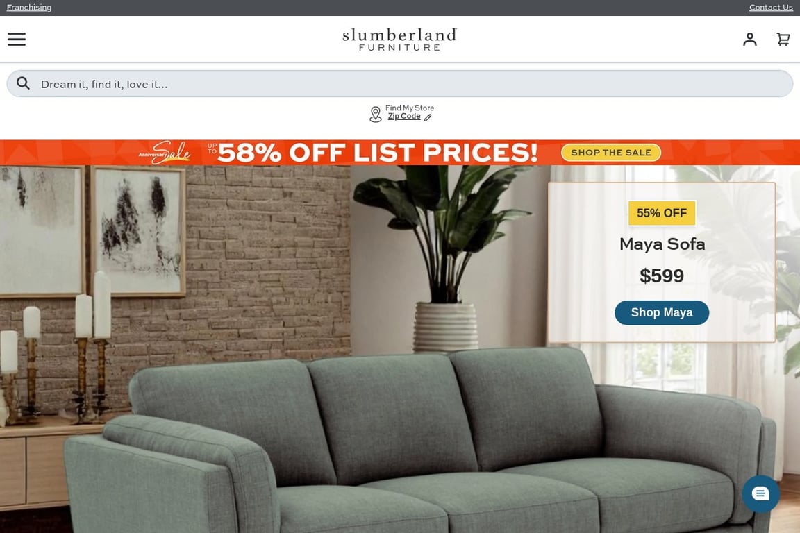 Slumberland Furniture homepage