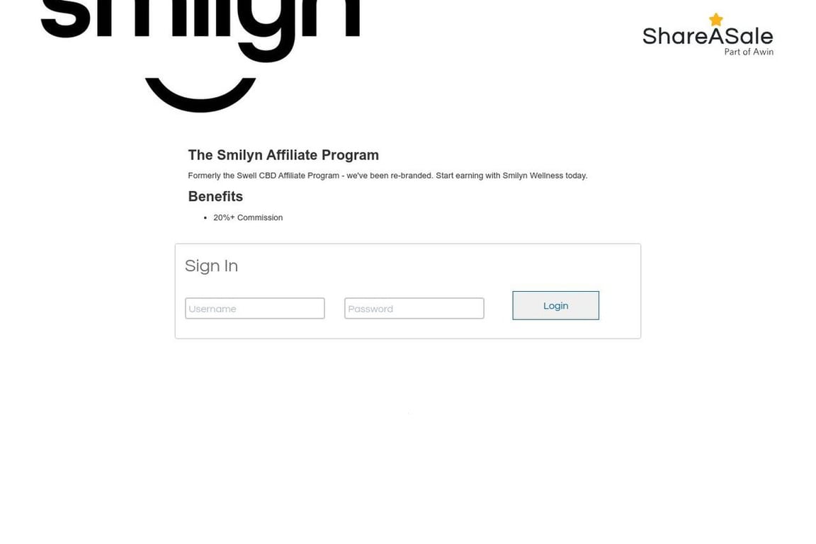 Smilyn Wellness affiliate program signup page