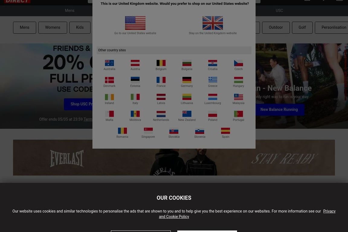 Sports Direct homepage