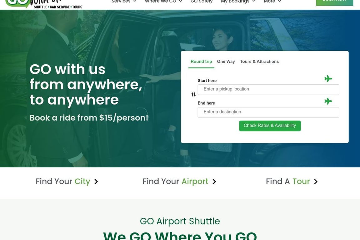 Go Airport Shuttle homepage