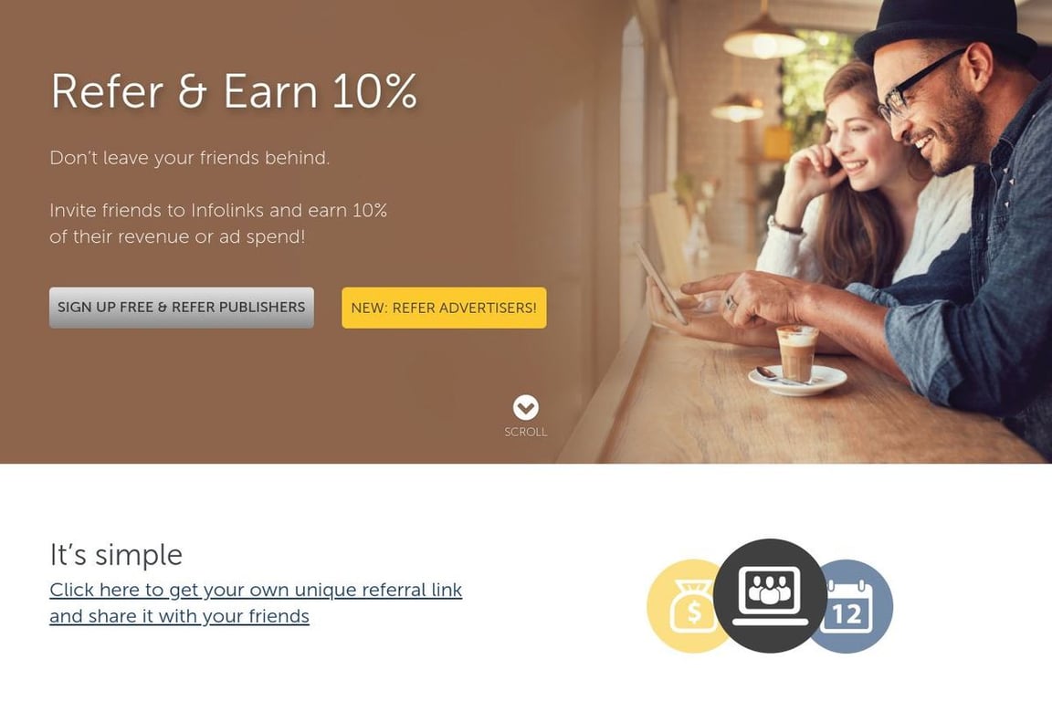 Infolinks affiliate program signup page