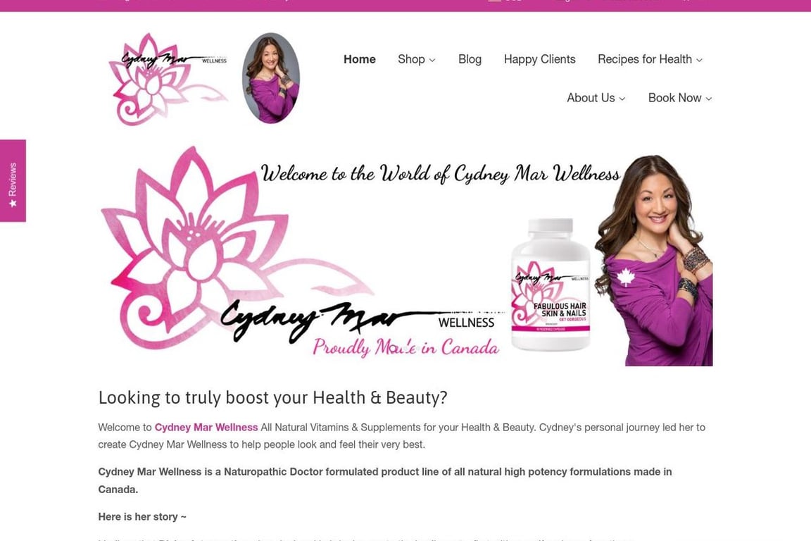 Cydney Mar Wellness homepage