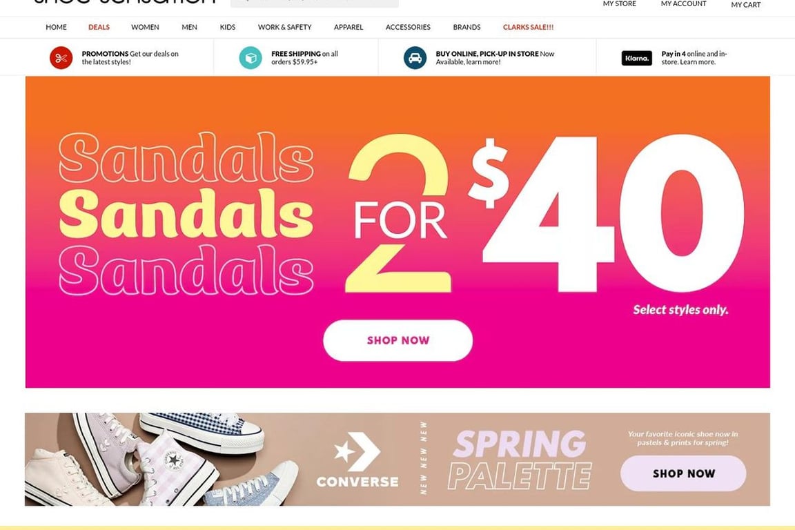 Shoe Sensation homepage