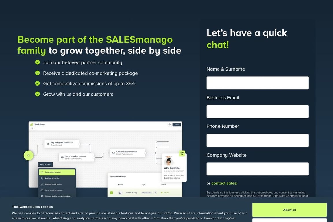 SALESmanago affiliate program signup page
