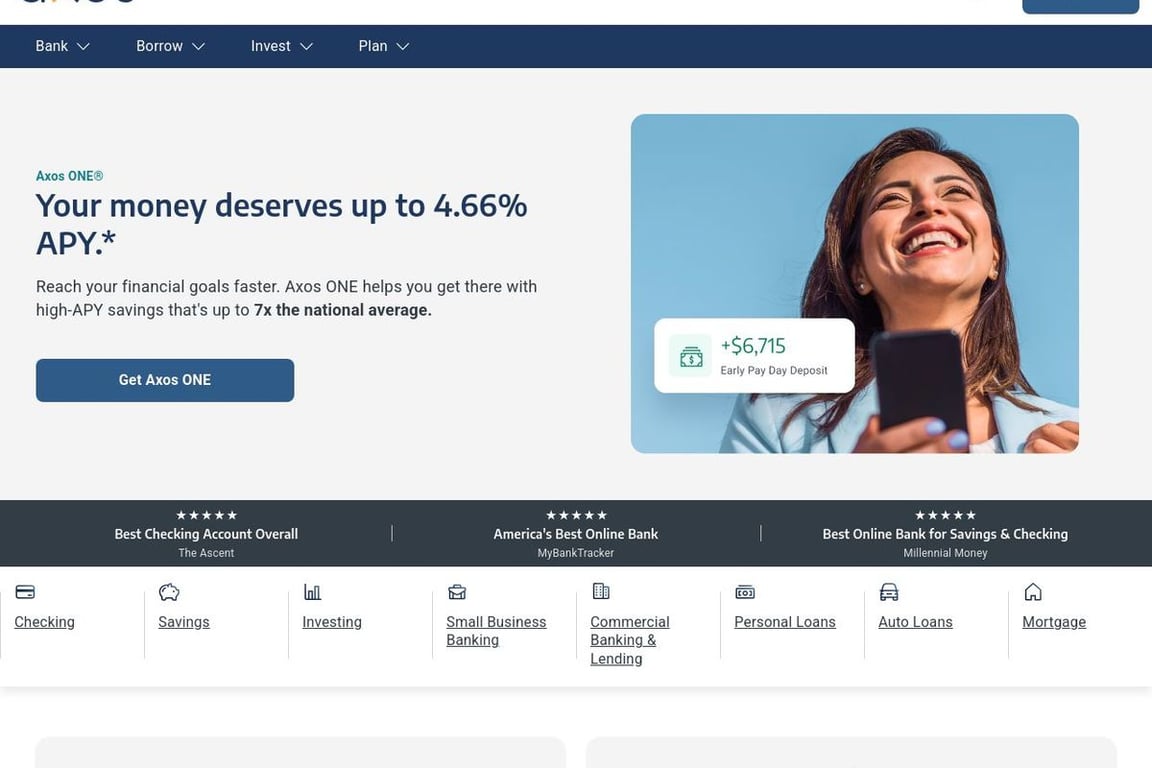Axos Bank homepage