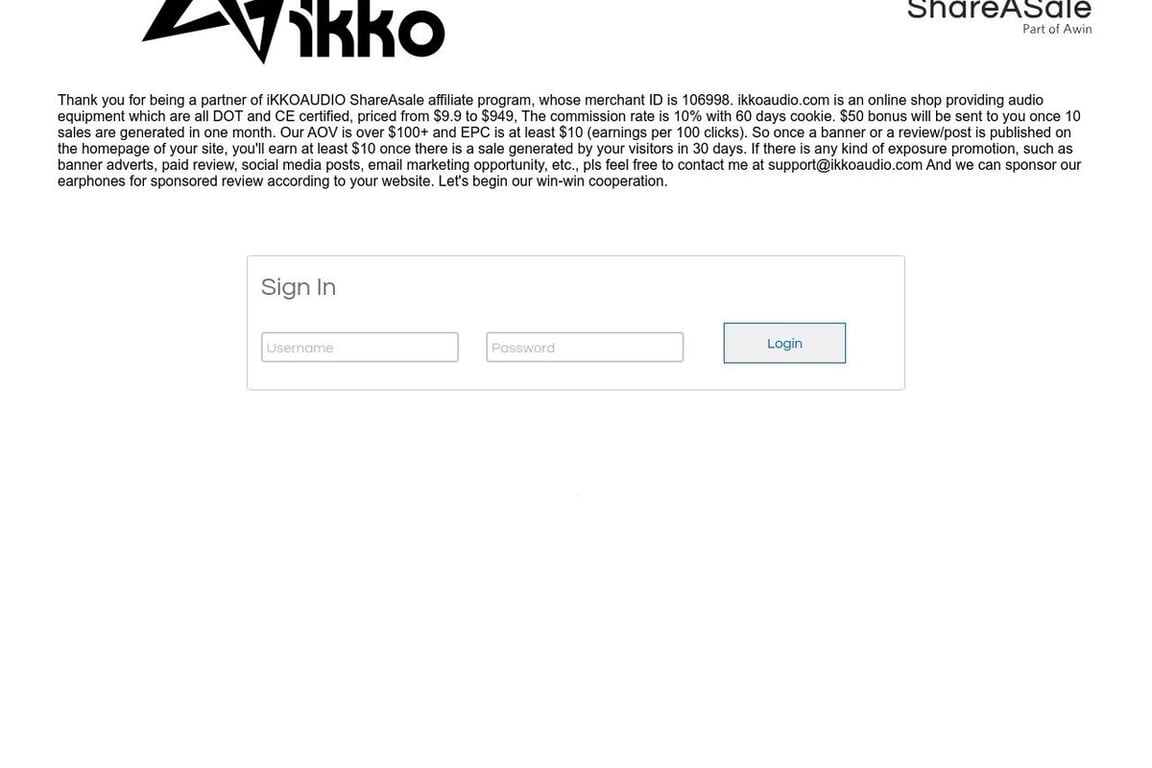 Shenzhen Aikeyin Audio Tech Company affiliate program signup page