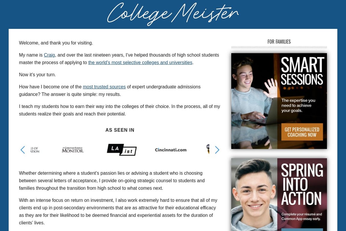 CollegeMeister homepage