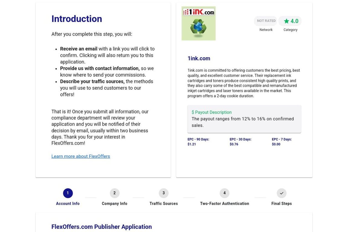 1ink.com affiliate program signup page