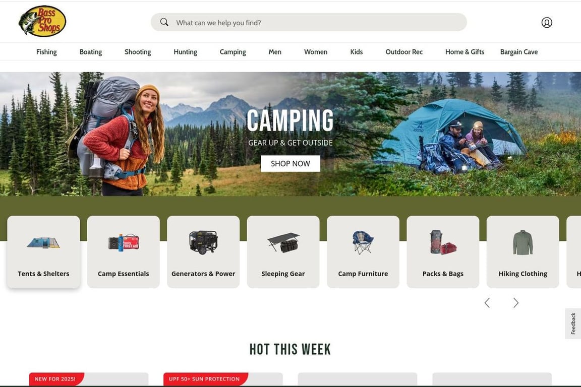Bass Pro Shops homepage