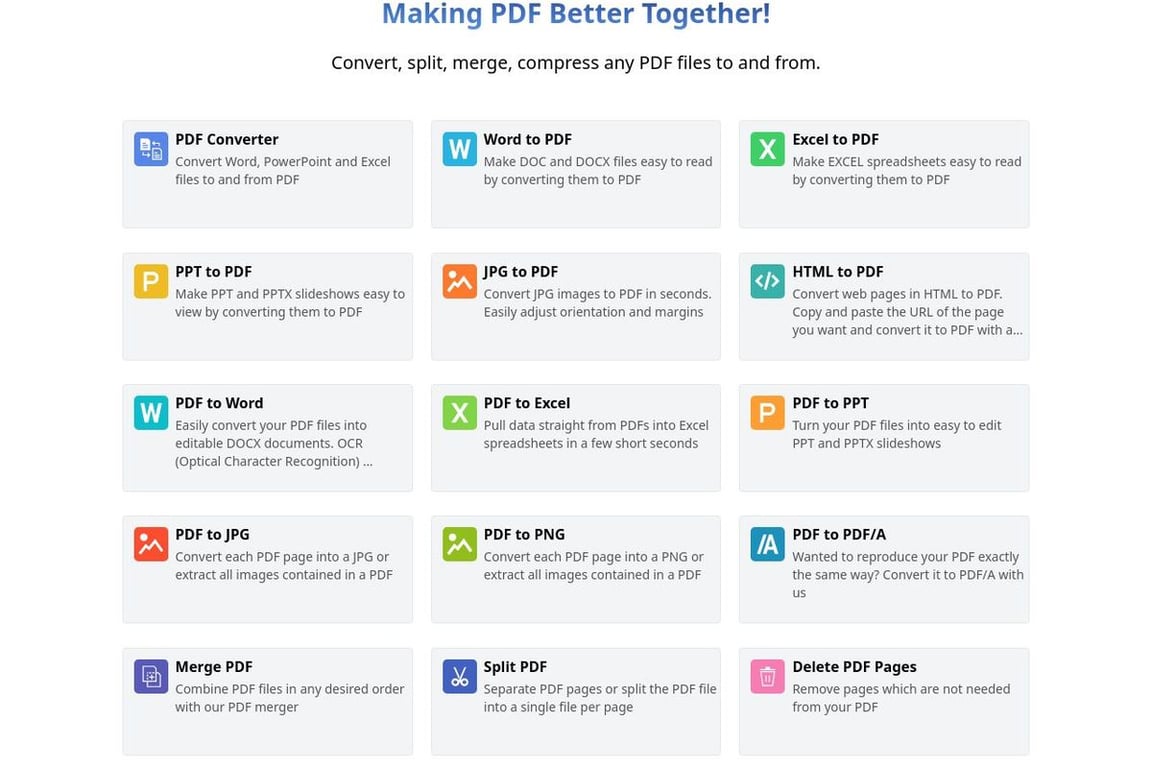 PDFBear homepage