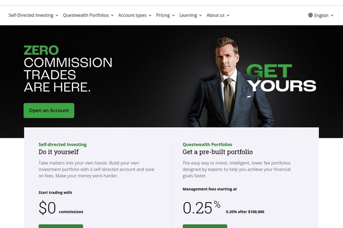 Questrade homepage