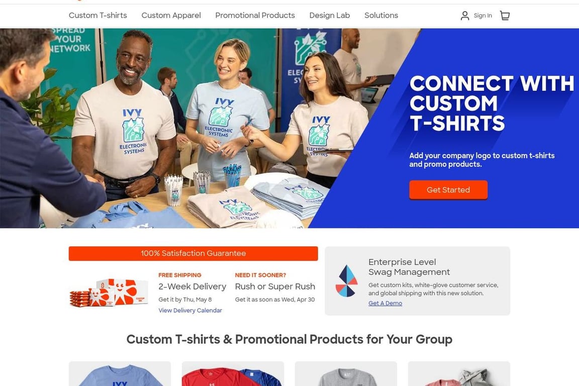 Custom Ink homepage