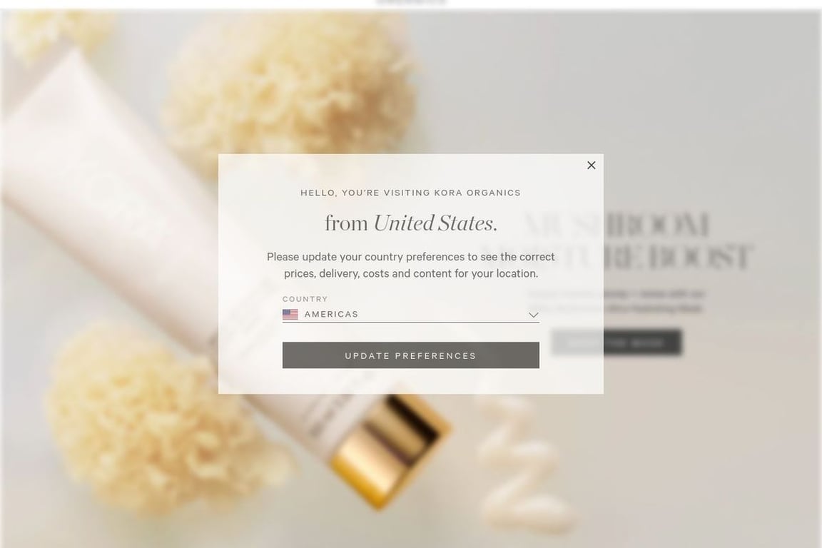 Kora Organics homepage