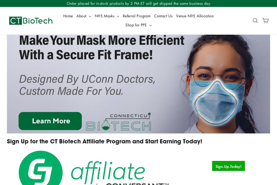 Connecticut BioTech affiliate program signup page