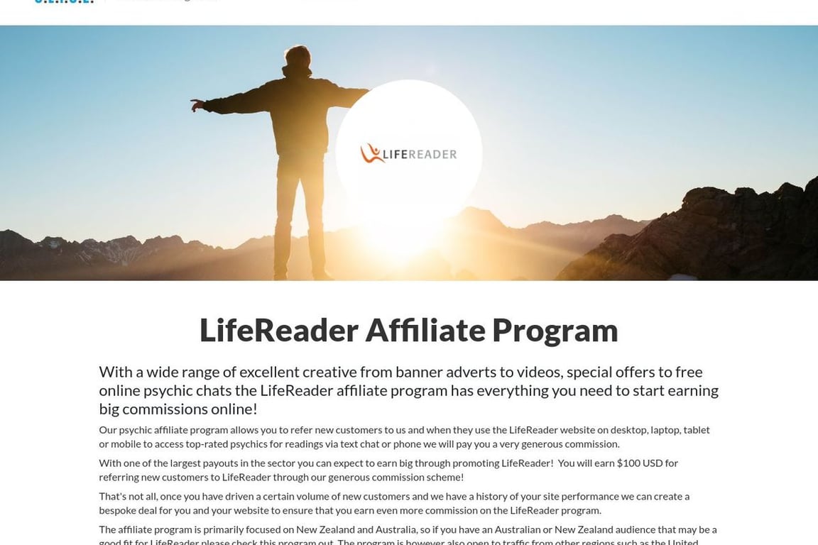 Life Reader affiliate program signup page