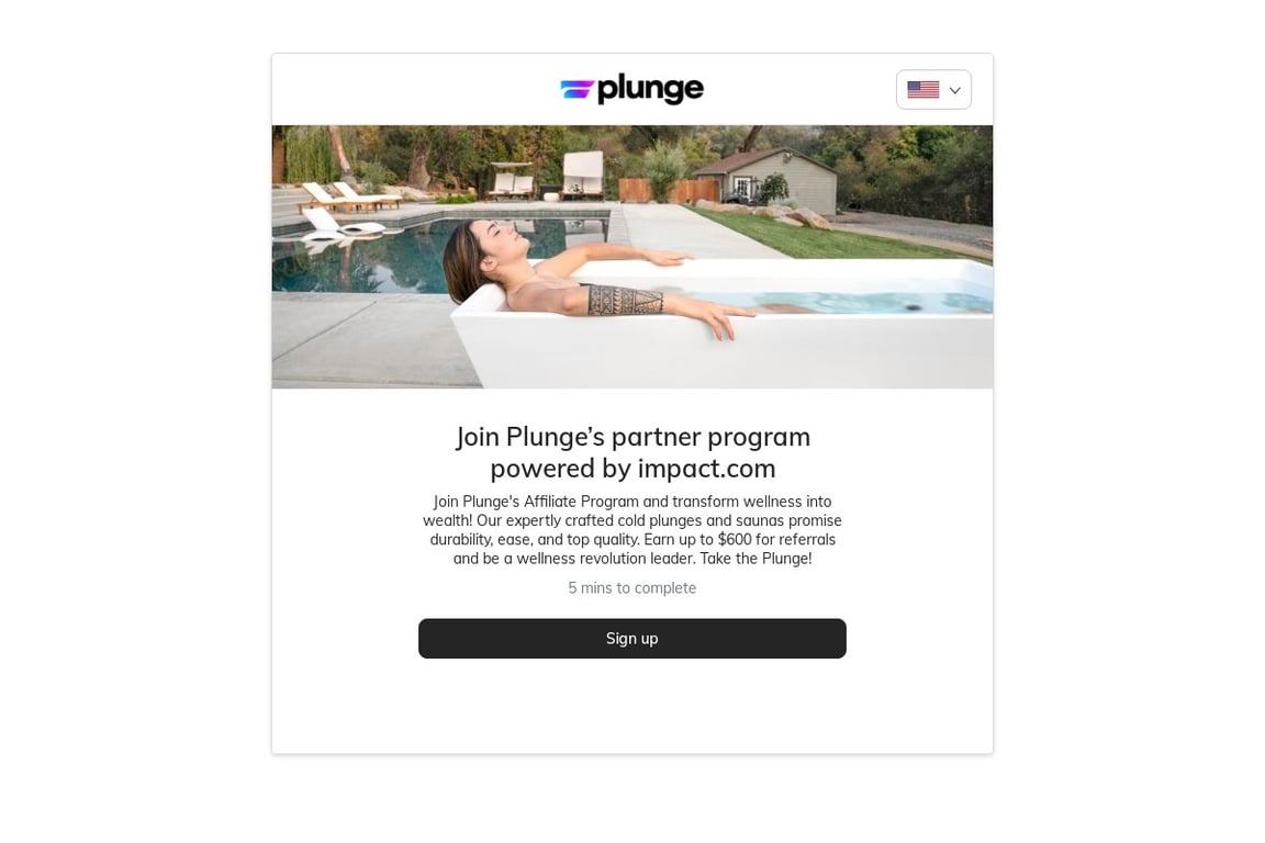Plunge Preferred affiliate program signup page