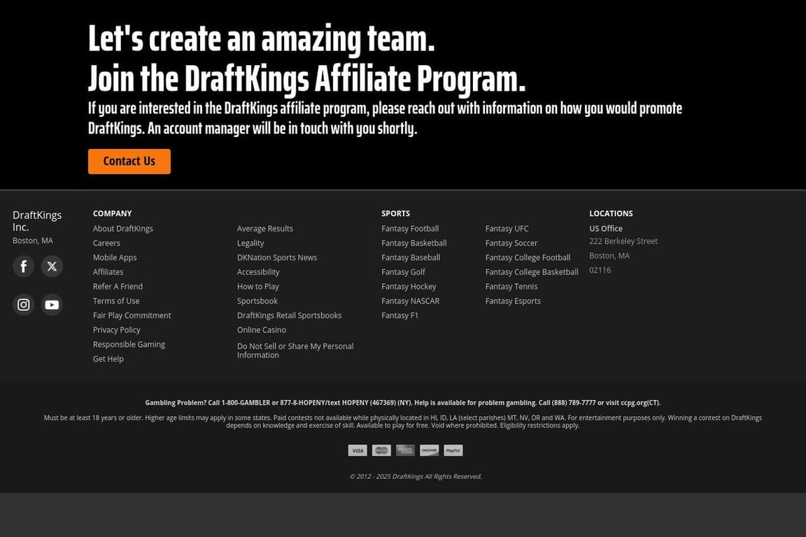 DraftKings affiliate program signup page