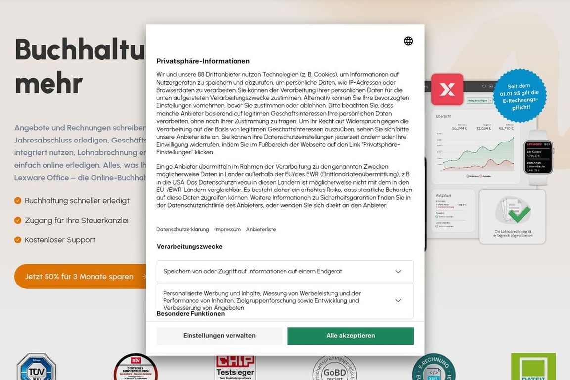 Lexoffice homepage
