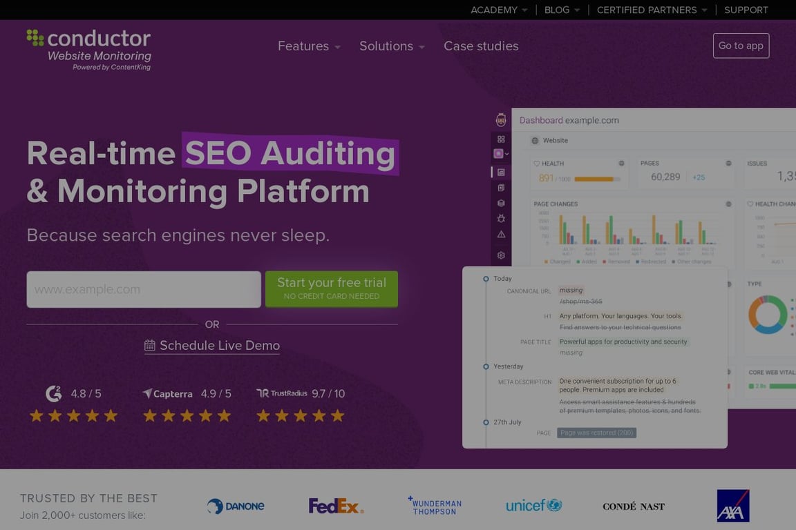 ContentKing homepage